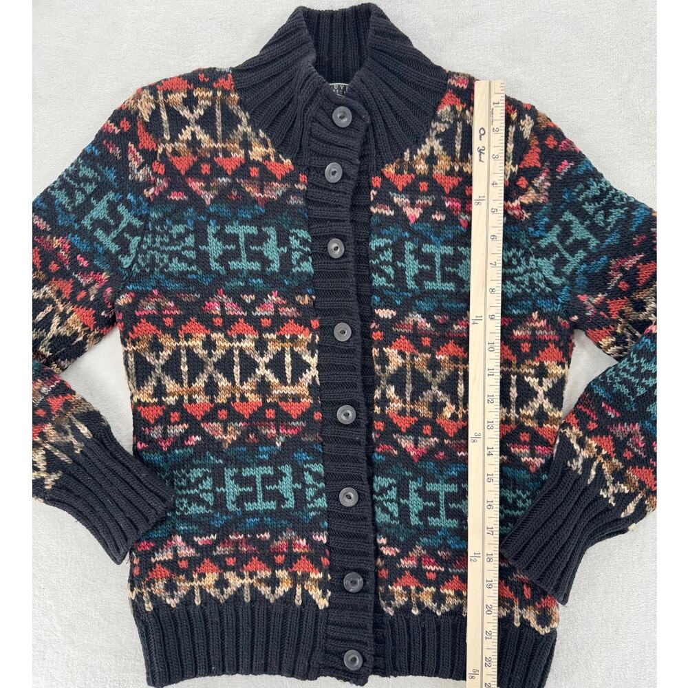 Peruvian Connection 100% Wool Black Multi Sweater… - image 8